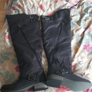 Knee high zip up boots